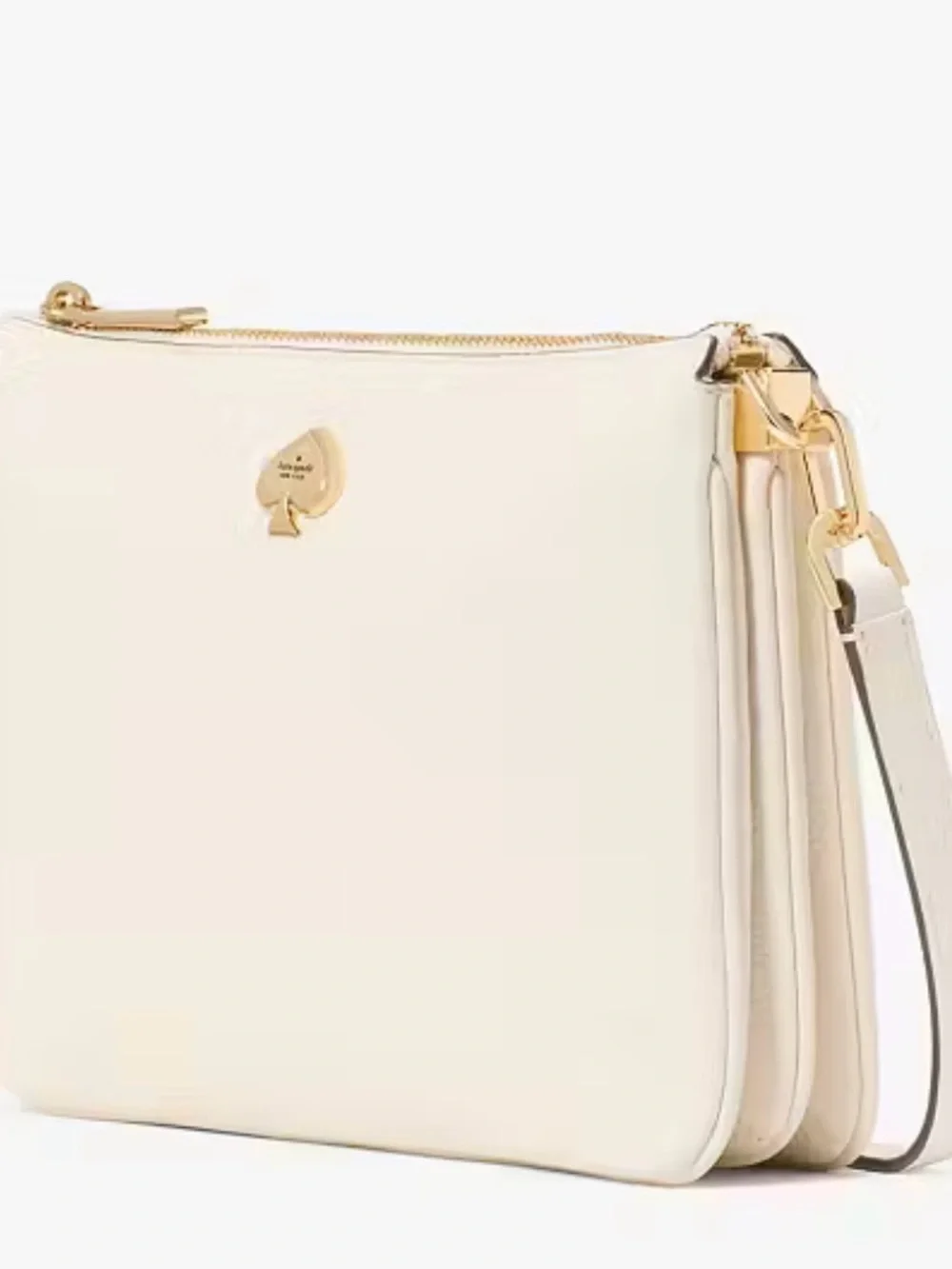 kate spade Cream Leather Wristlet with Gold Spade Logo